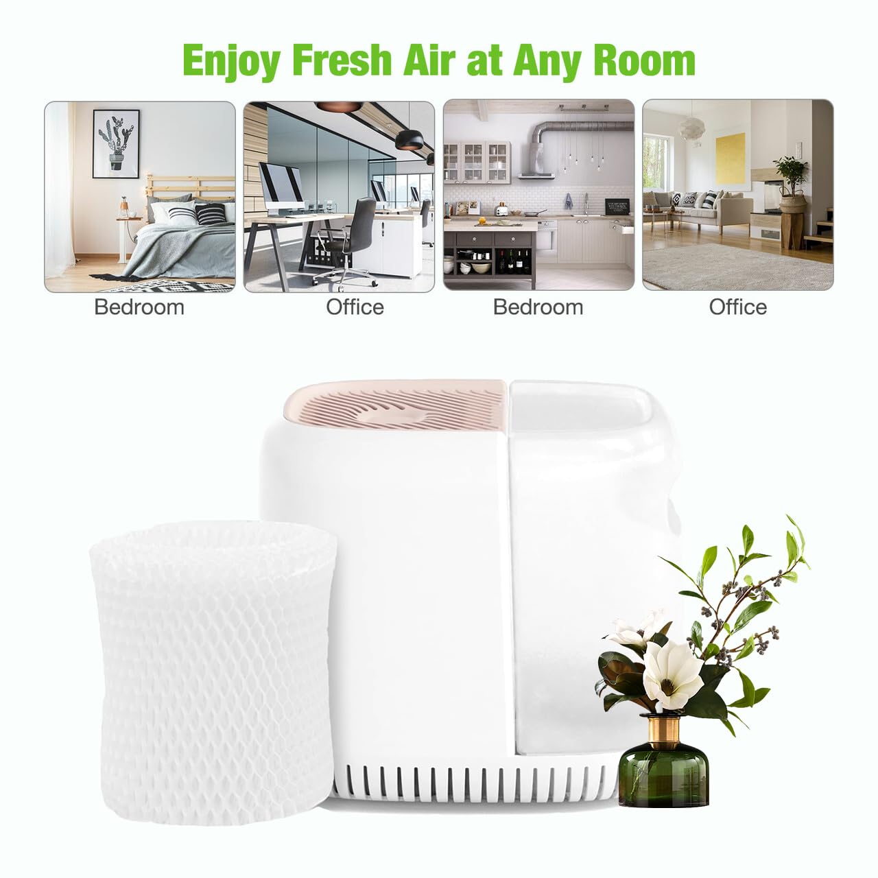 Paquete de 4 filtros humidificadores de cabecera para humidificadores de cabecera de dosel (blanco) 5