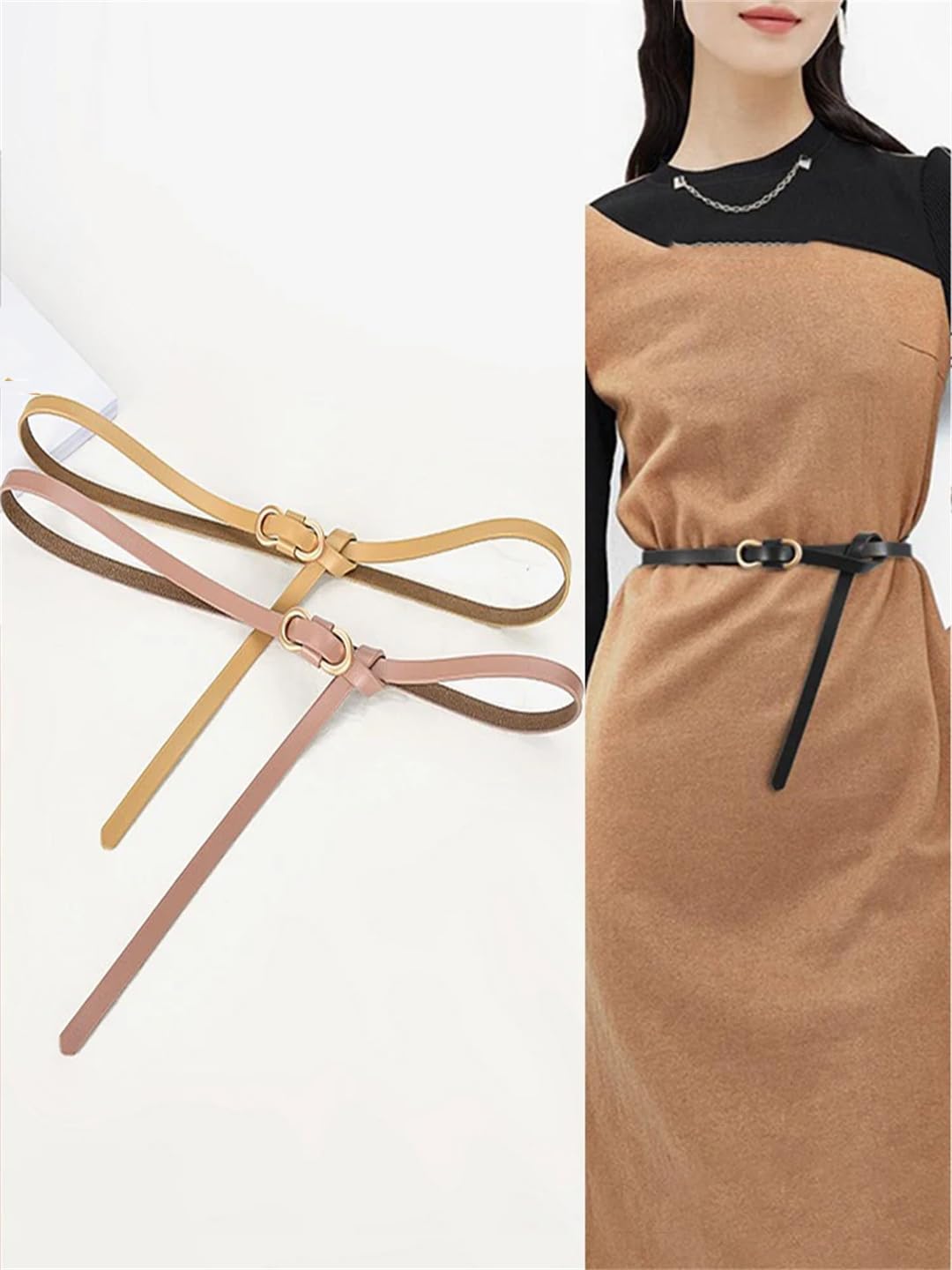 Cinturón de piel auténtica de lujo para mujer, cintura suave y fina para jeans, vestido largo, accesorios para abrigos