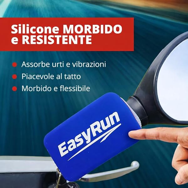 EasyRun Supporto per Moto in Silicone compatibile con Dispositivi Telepass®, UnipolMove®, MooneyGo® - Splash Resistant con Cinghie a Strappo Regolabili – Astuccio Protettivo per Telepedaggio (Blu) - 2