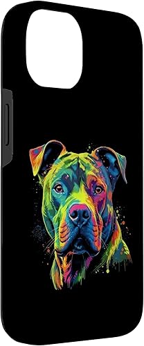 Miniatura 3 de iPhone 14 Pit Bull Mom Dog Lover Colorido Artístico Pitbull Propietario Mujeres Caso