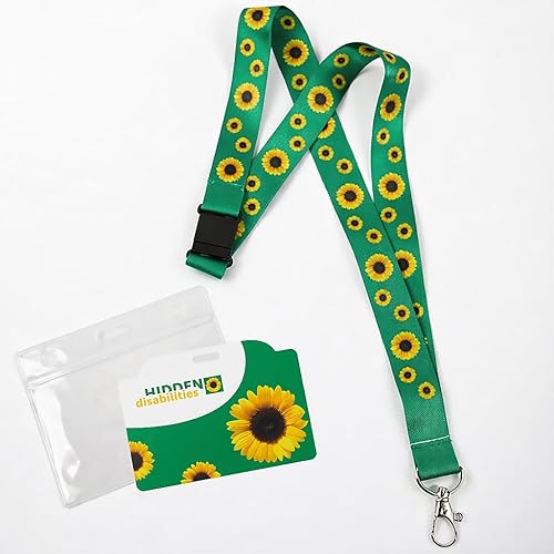 Official Hidden Disabilities Sunflower Lanyard & ID Card | 1 Set of Hidden Disabilities Sunflower Lanyard with ID Holder Breakaway & Awareness Card