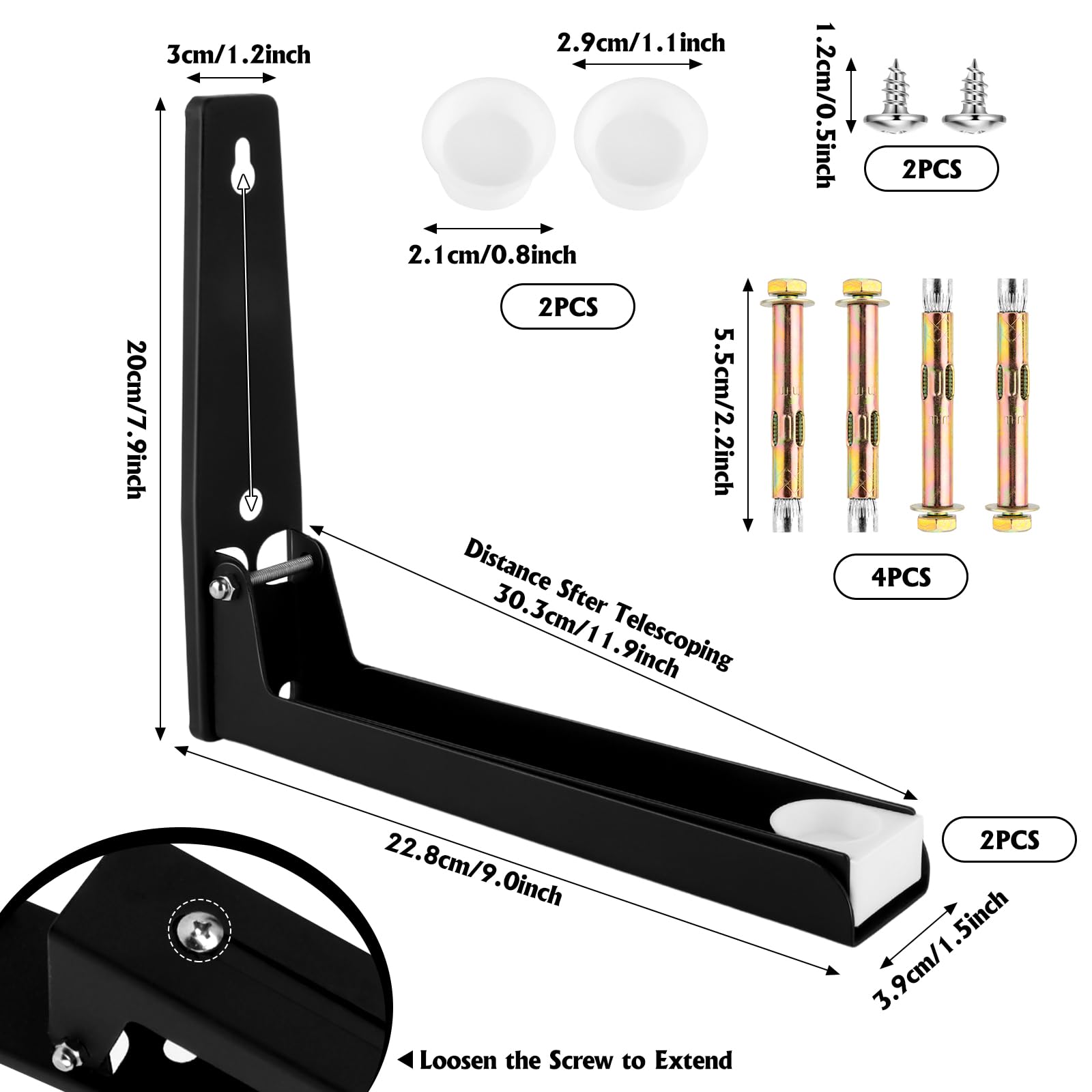 2 Pezzi Supporto Microonde con Viti, Supporto per Microonde Pieghevole, Supporto Pieghevole per Microonde, Supporto per Forno a Microonde da Parete, per Microonde, Carico Massimo 50 Kg