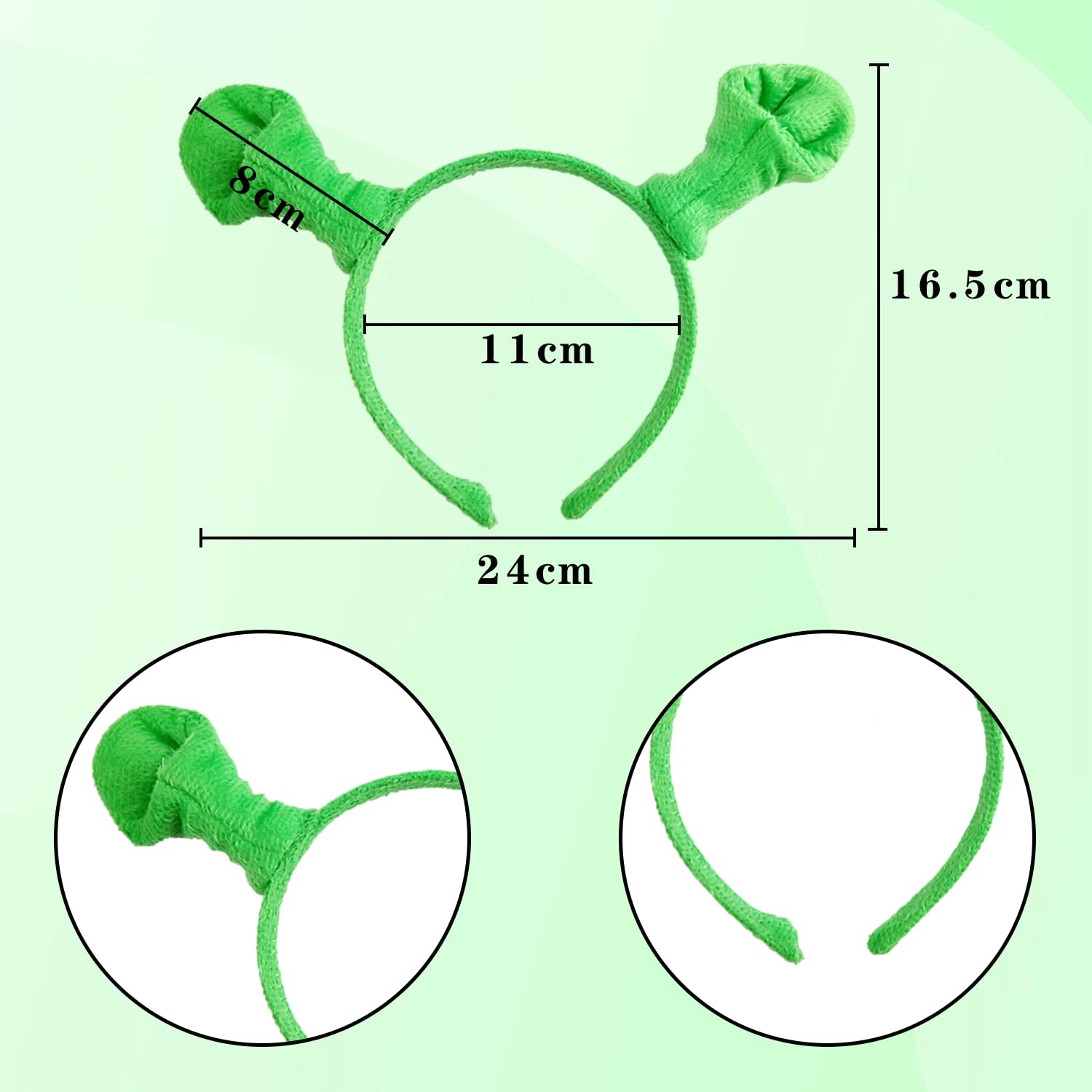 Miaija 4Pieces Green Ear Headbands Funny Ears Hair Band Cute Plush Cosplay Themed Party Accessories for Adult Kids Halloween - Image 2