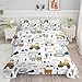 Datura home Kids Cartoon Excavator Bedding Comforter Sets for Boy and Girls,Construction Truck Bulldozer Tree Pattern Comforter Set with 2 Pillowcase and 1 Comforter(Excavator Twin)