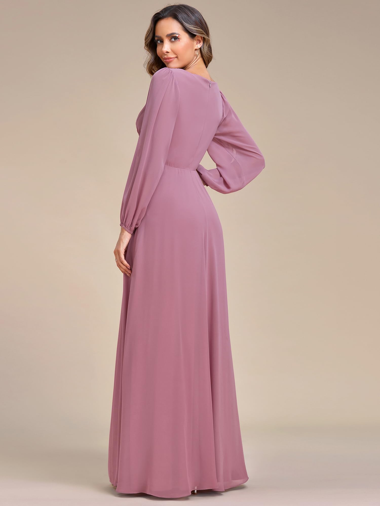 Ever-Pretty Vestito da Cerimonia Elegante Linea ad A Scollo a V A Abiti da Sera 00461 Orchidea 38