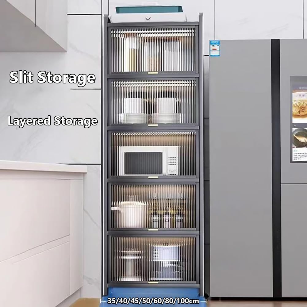 Carrello portaoggetti da Cucina a 6 Ripiani con Mobile in Acciaio al Carbonio e ripiano per Forno a microonde