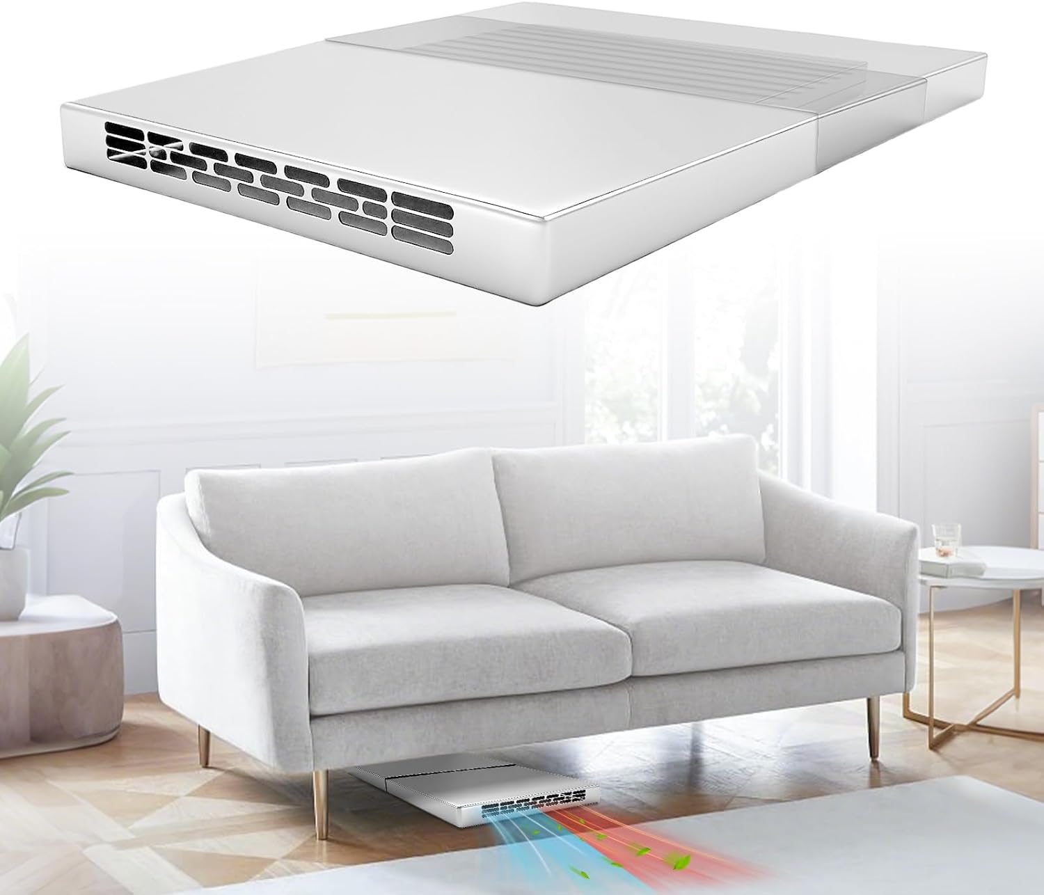 Adjustable Under Furniture Vent Extender, Sideway Floor Air Vent Deflector, Stainless Steel Heat Resistant Stable Vent Extension for Sofa, Bed, Dresser and Bookcase