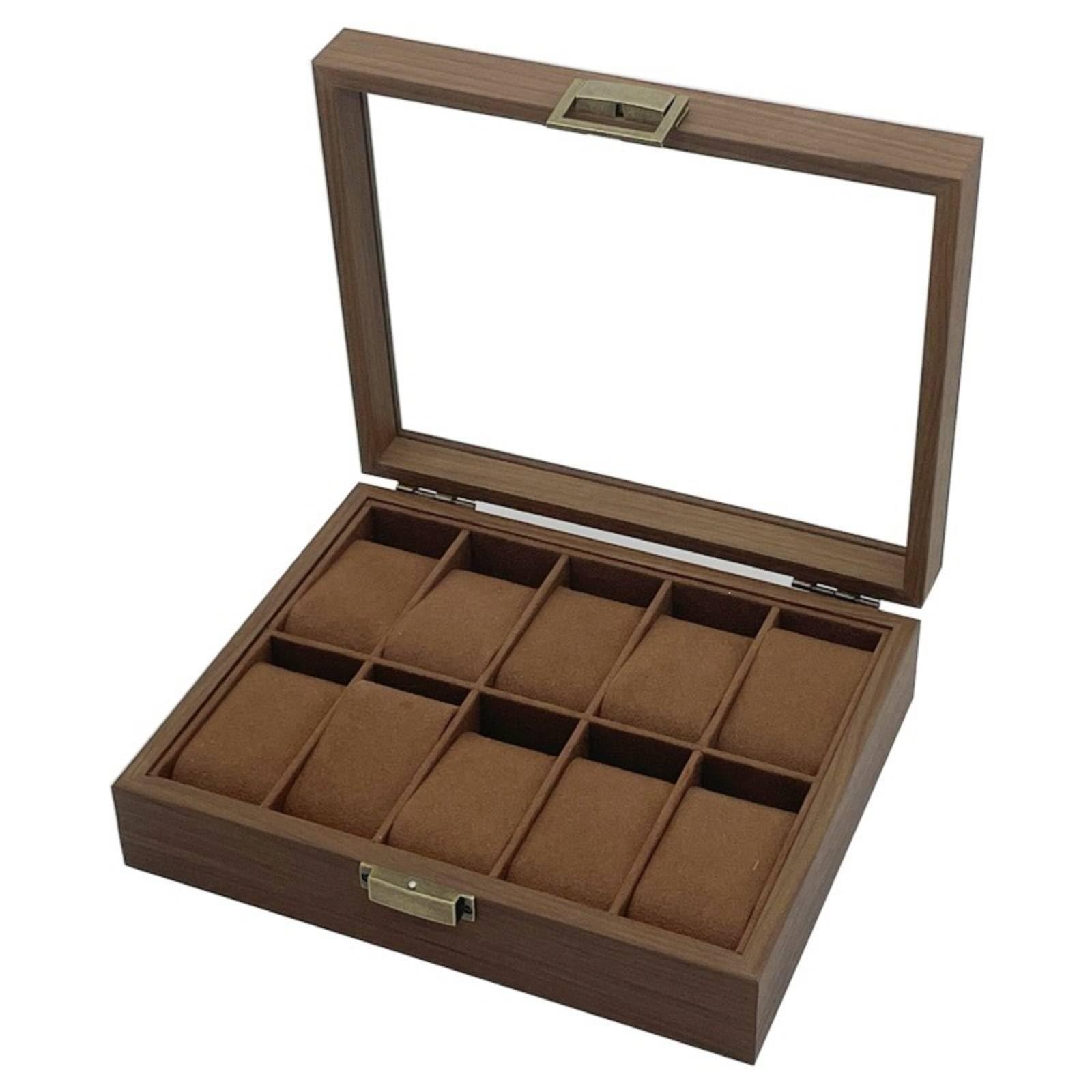 Amagogo Scatola per 10 Orologi Resistente Spazioso, Rettangolare, Scatola per Orologi con Coperchio Incernierato, Comò, Collezionisti,