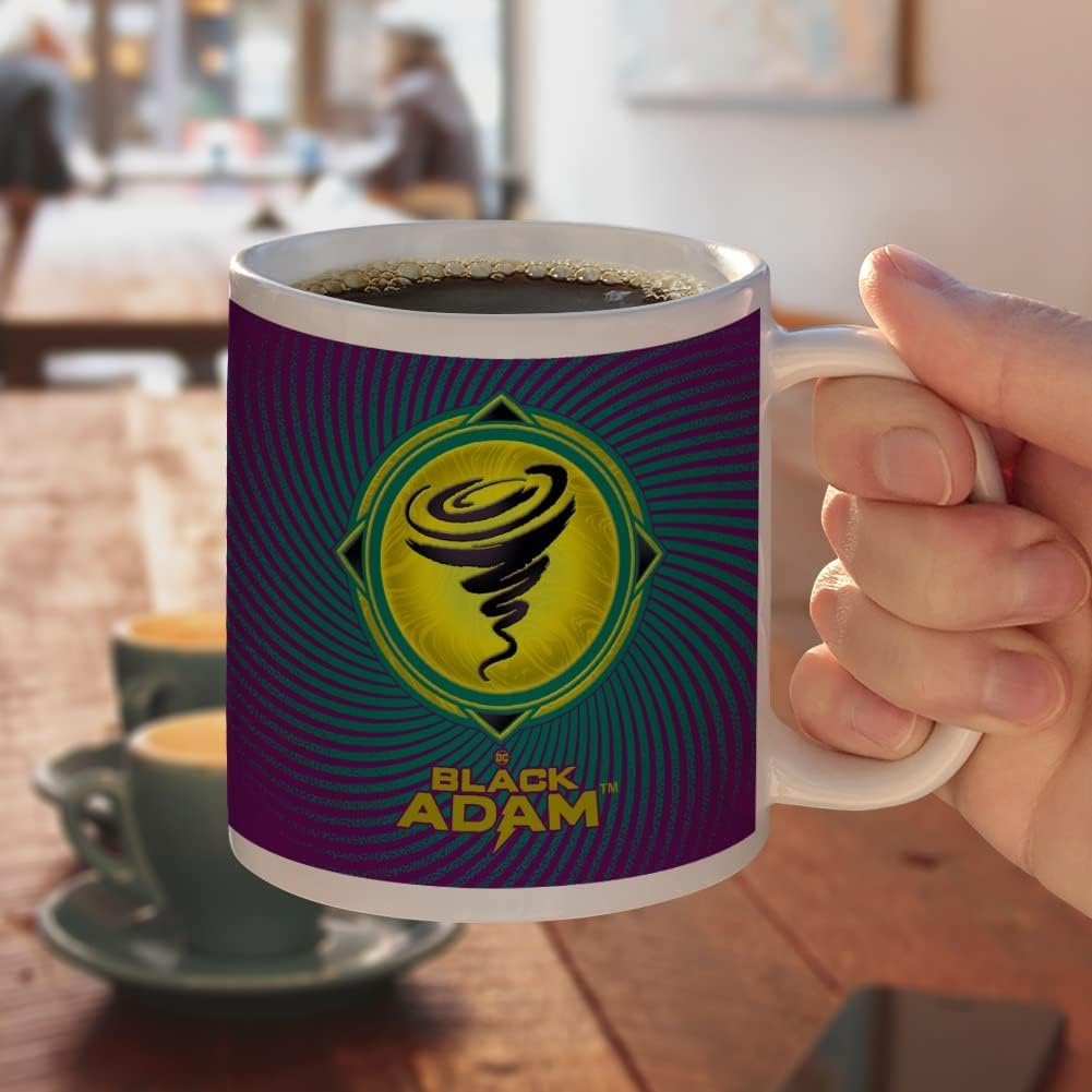 Black Adam Cyclone Icon Ceramic Coffee Mug Gift Mugs for, 11oz, White