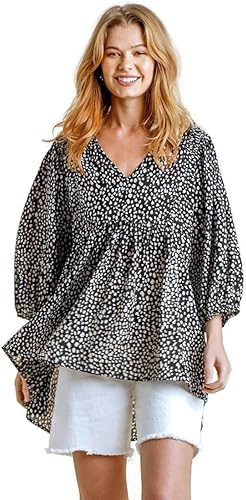 Umgee Túnica tipo babydoll de guepardo para mujer