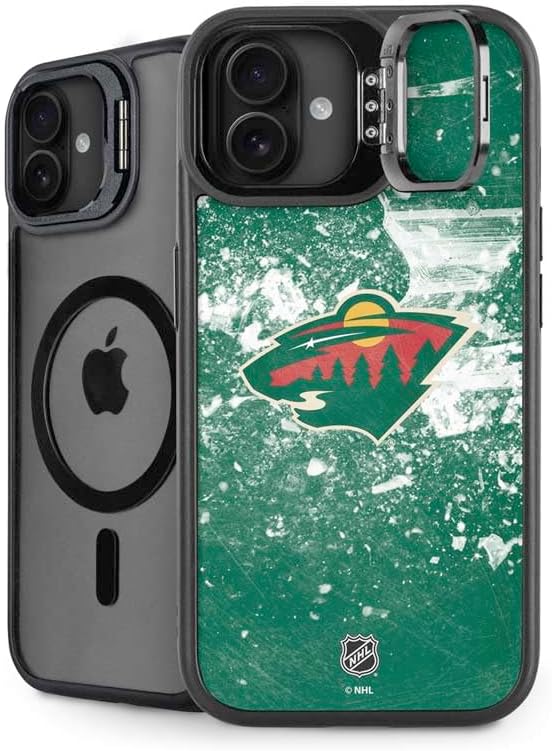 Skinit Kickstand Phone Case Compatible with iPhone 16 - Officially Licensed NHL Minnesota Wild Frozen Design