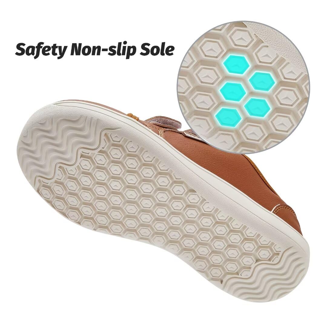 HOBIBEAR Unisex Kinder Barfußschuhe Leder Breite Minimalistische Walking Schuhe für Jungen Mädchen Komfortabel Leicht