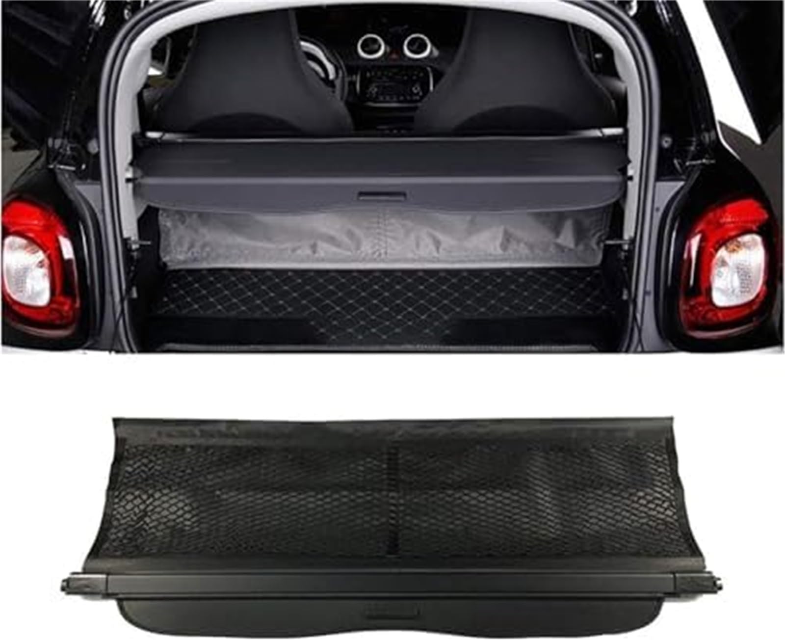 fhjwqronte Cargo Area Storage Rack Car Retractable Rear Trunk Parcel Shelf, for Smart, for Fortwo 2015-2020 Cargo Cover Luggage Shade Shield Privacy Racks Accessories