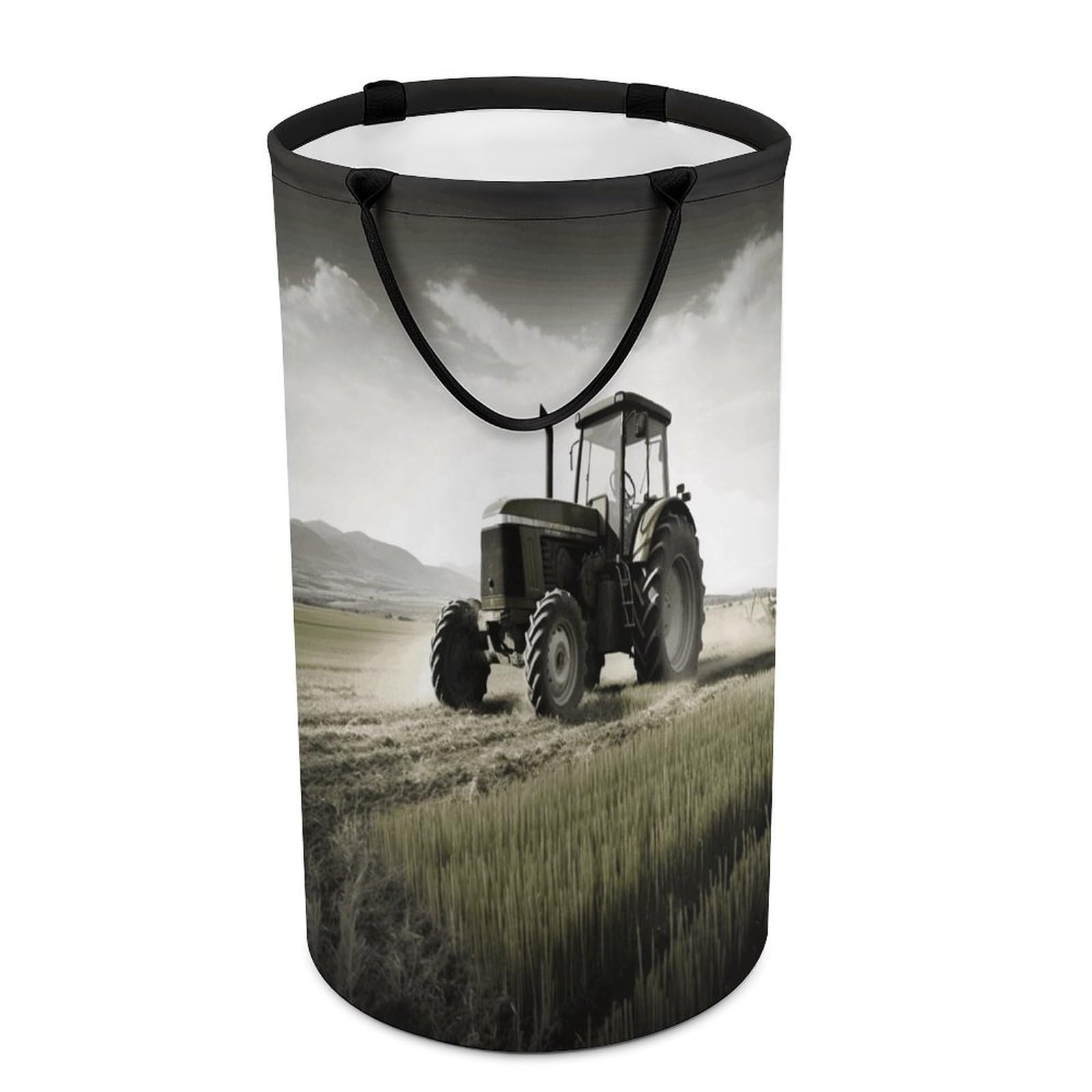 Tractor Agriculture Tranquil Laundry Basket Waterproof And Moisture-Proof Storage Bins Collapsible Round Laundry Hamper Perfect for Toys, Clothes And Sundries