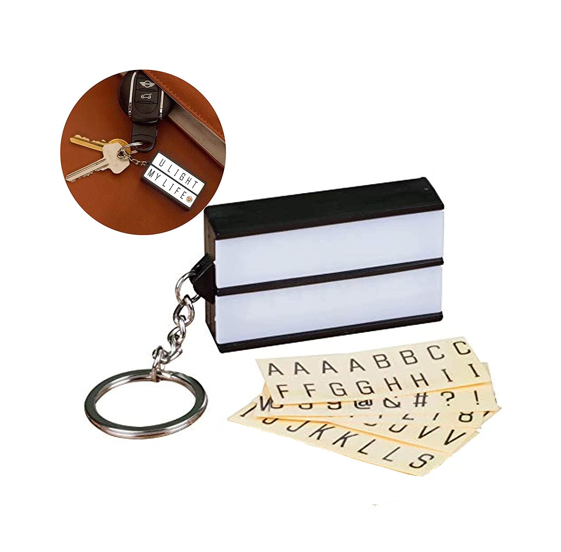 LR Supplies Lightbox Illuminated Keyring Cinematic DIY Message Letters Numbers Keychain Gift