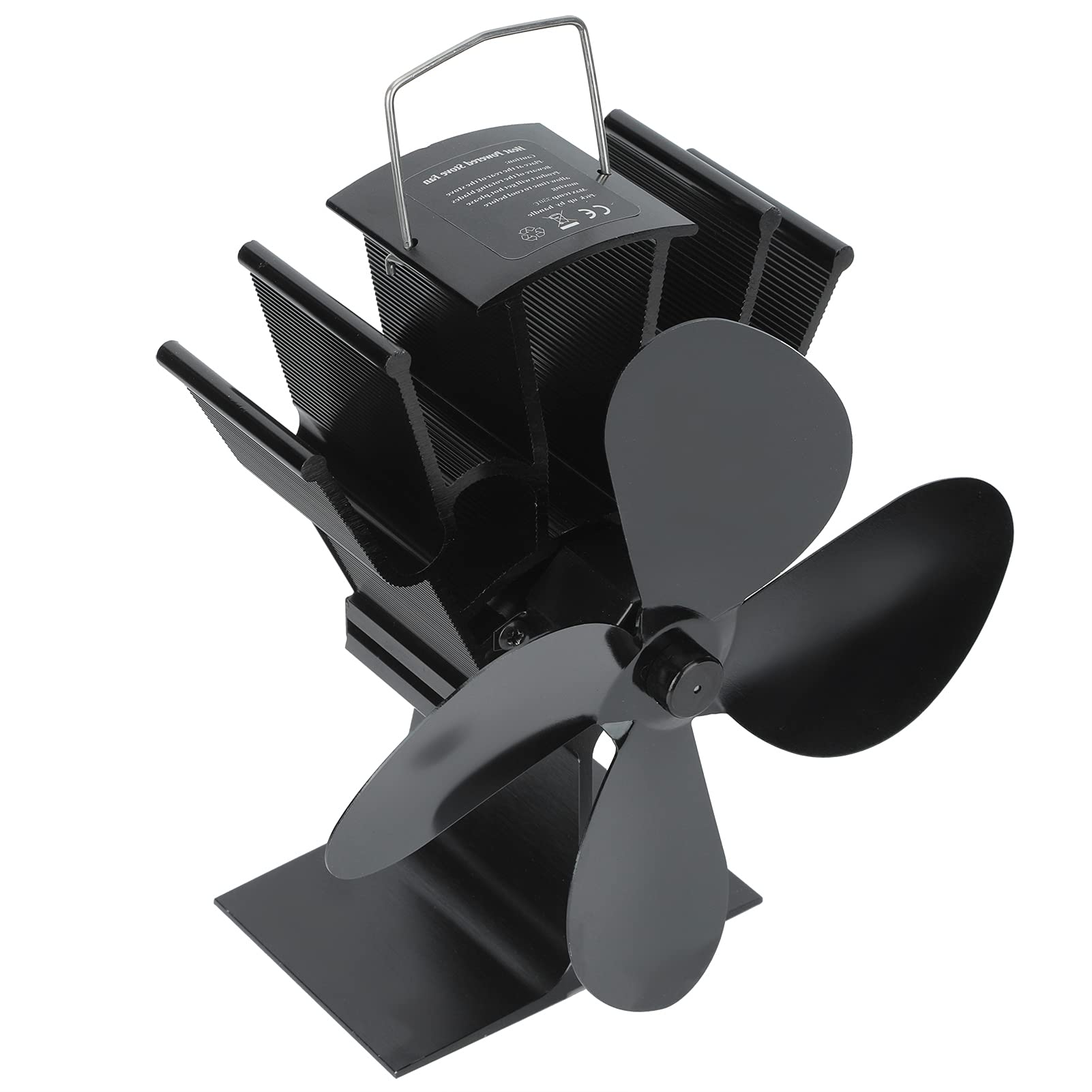 Warmte Aangedreven 4 Blade Haard Kachel Ventilator Hout Log Brander Ventilator Hittebestendig Kachel Ventilator voor Thuis Warmtecirculatie 19.7x15x11.9 cm