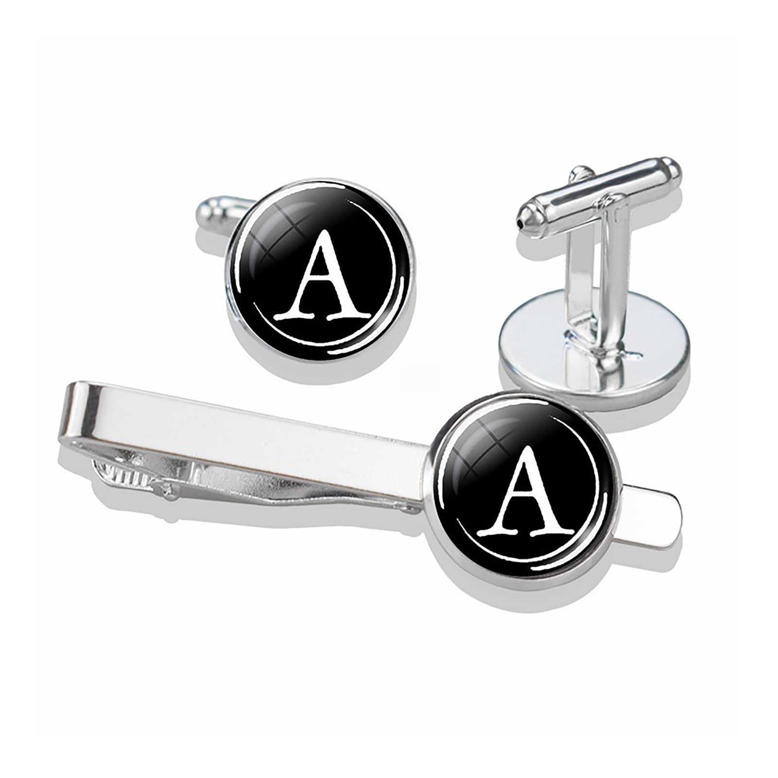 Coffret Cadeau Boutons De Manchette Et Pince à Cravate Personnalisés Avec Initiales En Bois De Noyer Police Garamond - France