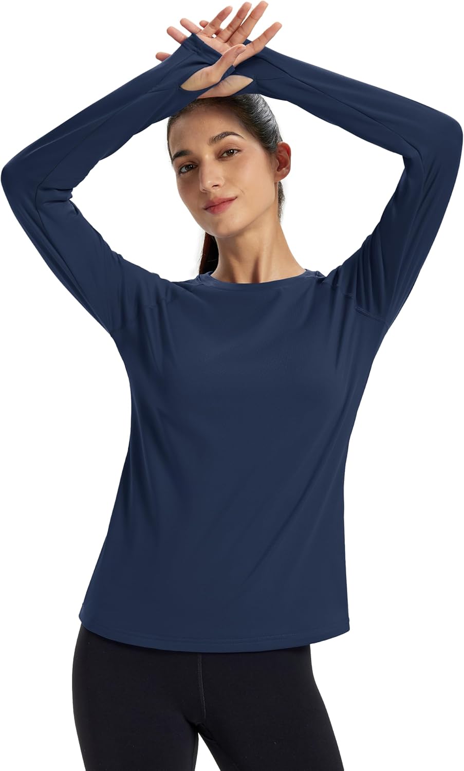 MAGCOMSEN Women's Thermal Shirts Long Sleeve Fleece Lined Workout Tops Athletic Moisture Wicking with Thumb Hole - Image 4