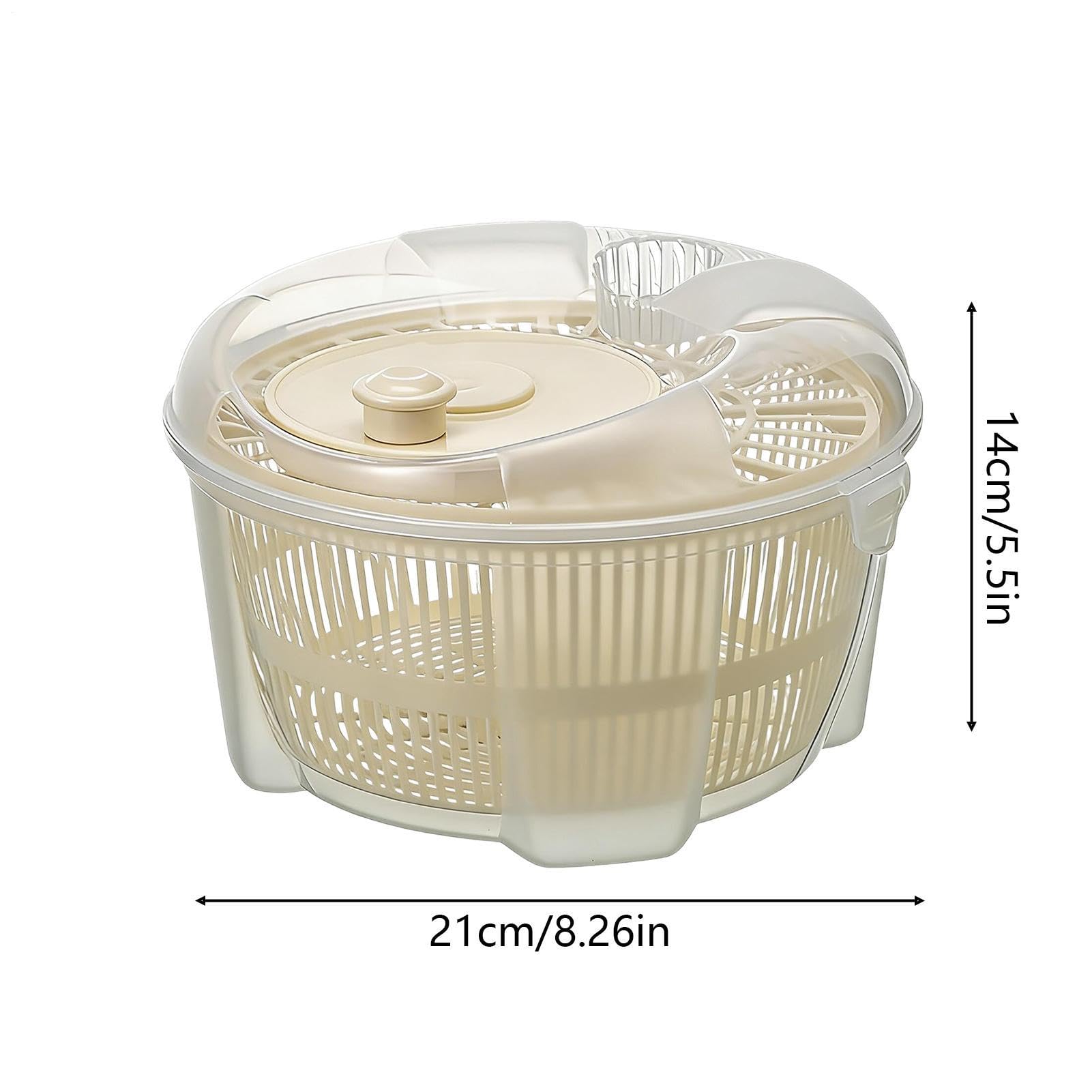 Centrifugador de ensalada – ABS 21 x 21 x 14 cm | Lavadora de verduras de gran capacidad | Escurridor de verduras manual giratorio cesta de secado de cocina colador de frutas lechuga ensalada