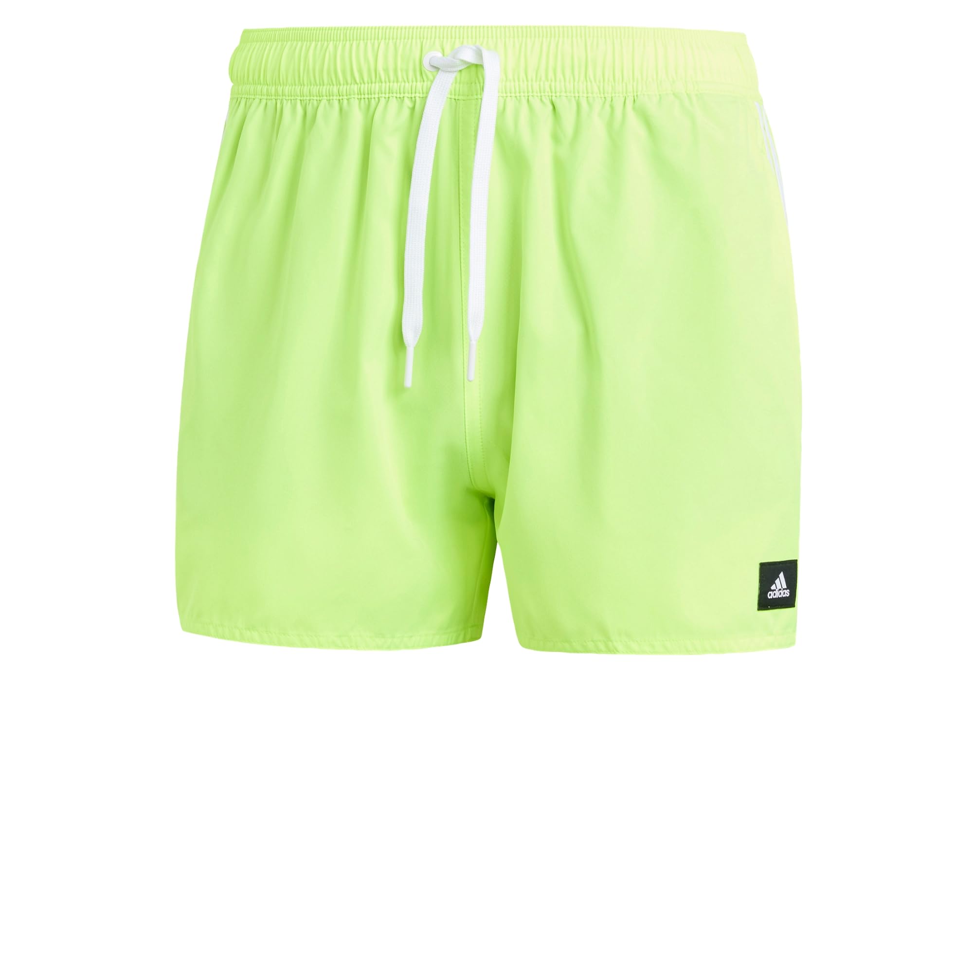 adidas Hombre 3-Stripes CLX Very-Short-Length Swim Shorts, Lucid Lemon/White, M