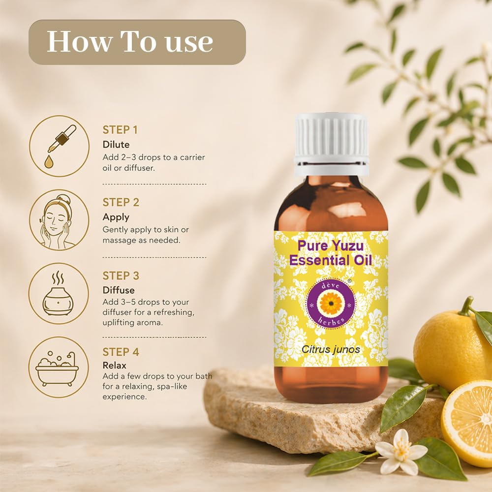 dève herbes Olio puro di Yuzu (Citrus Junos), grado terapeutico naturale 10 ml (9,4 g)