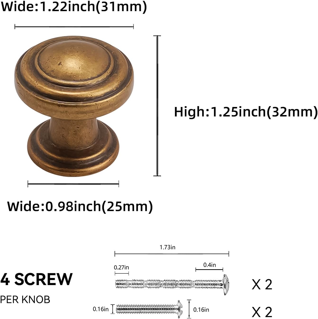 2 Pack Antique Brass Kitchen Cabinet Knobs Vintage Drawer Knobs Aged Bronze Kitchen Cabinet Hardware Zinc Alloy Handles Drawer Knobs Dresser Handles
