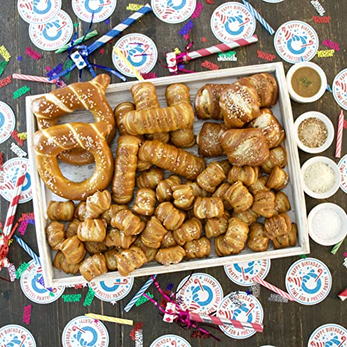Eastern Standard Provisions Ultra "Happy Birthday" Gourmet Gift Box, Fresh Artisanal Soft Pretzel Snack Pack, With Gourmet Toppings & Dipping Sauce #TOP2