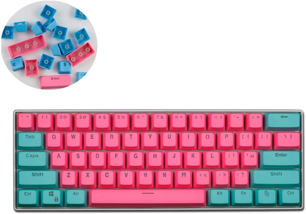 YQYL 61-key mechanical keyboard keycap PBT frosted transparent keycap 61 keycap two-color molding injection keycap,D