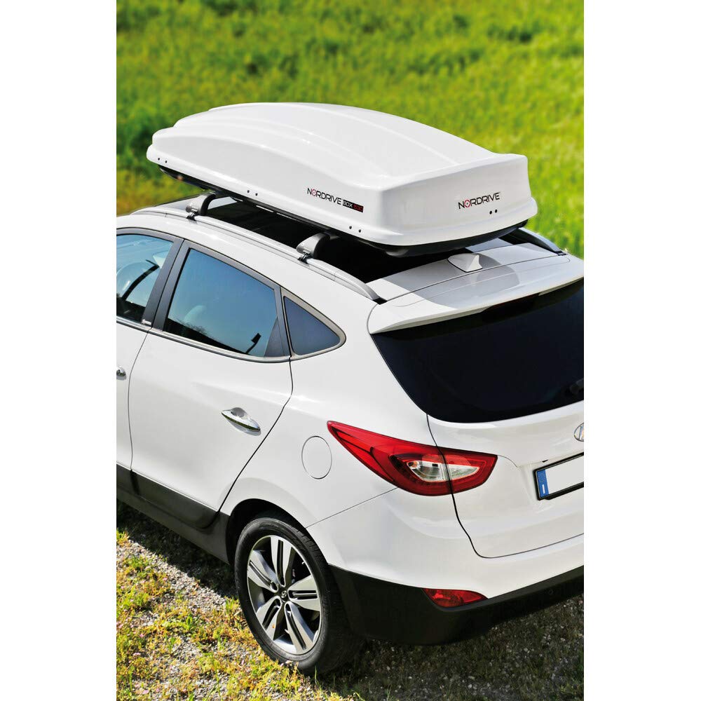 NORDRIVE N60023 Box 530, Box da Tetto per Auto in in ABS, 530 Litri - Bianco Lucido