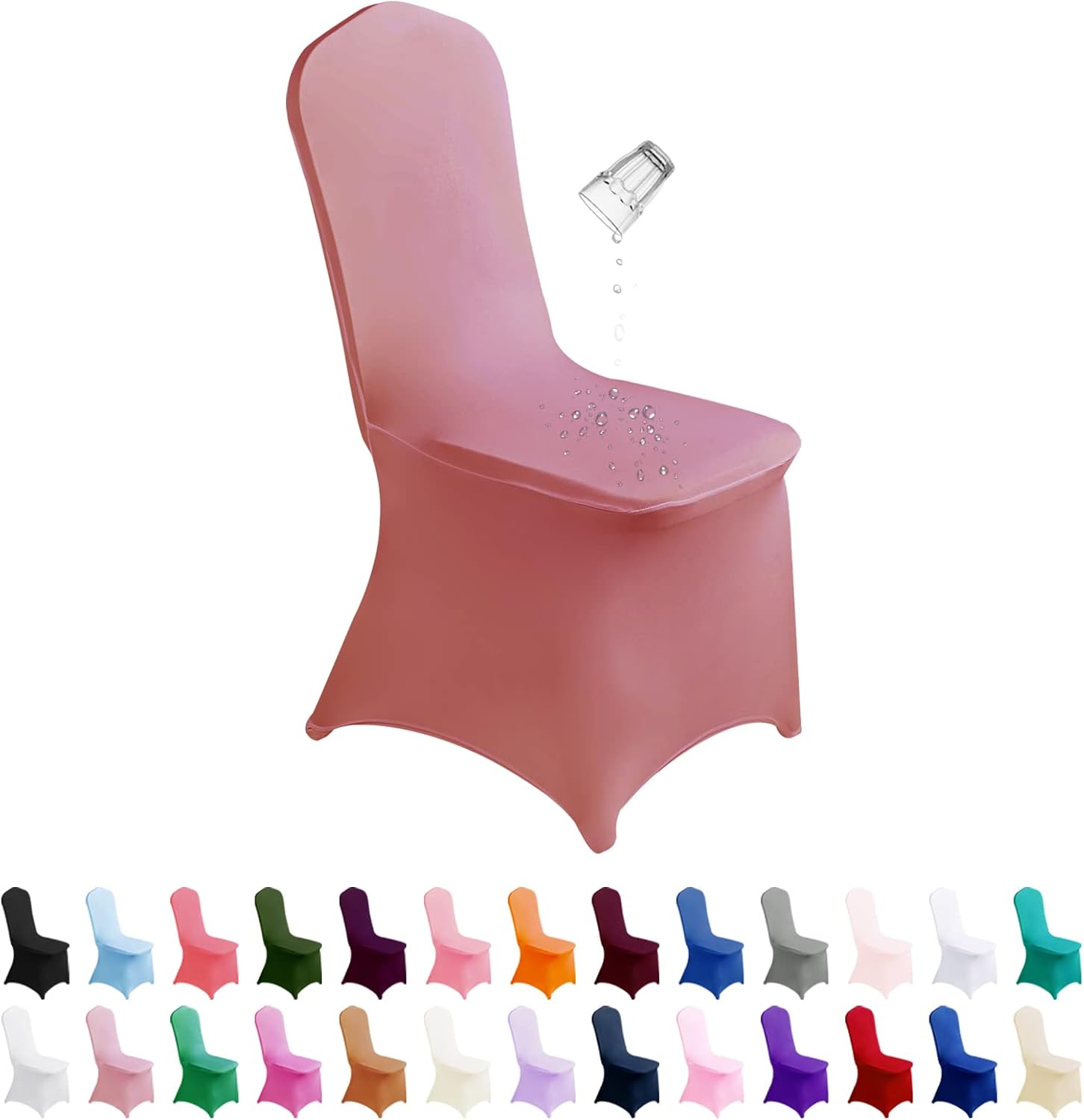 SUPERO Dusty Pink Chair Cover, 25PCS Stretch Waterproof Polyester, Universal Fit