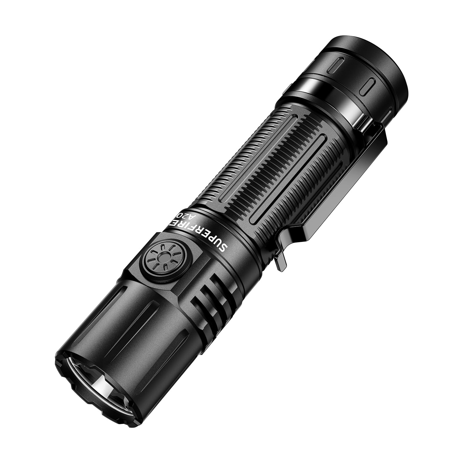 SuperFire Flashlights High Lumens Rechargeable, 2000 Lumens EDC Flashlight with Clip & Lanyard, 6 Modes, IP 44 Waterproof Powerful Flashlight for Home, Camping, Hiking, Emergency, Power Outage
