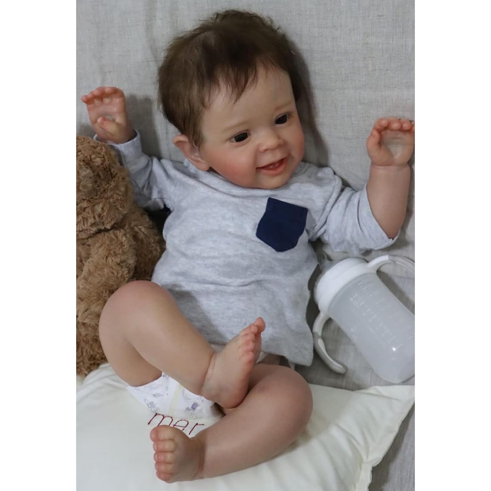 ZIYIUI Bambole Reborn bambino 22 Pollici 55 Centimetri Realistico Neonato Silicone Morbido Bambole Reborn Ragazzo occhi aperti