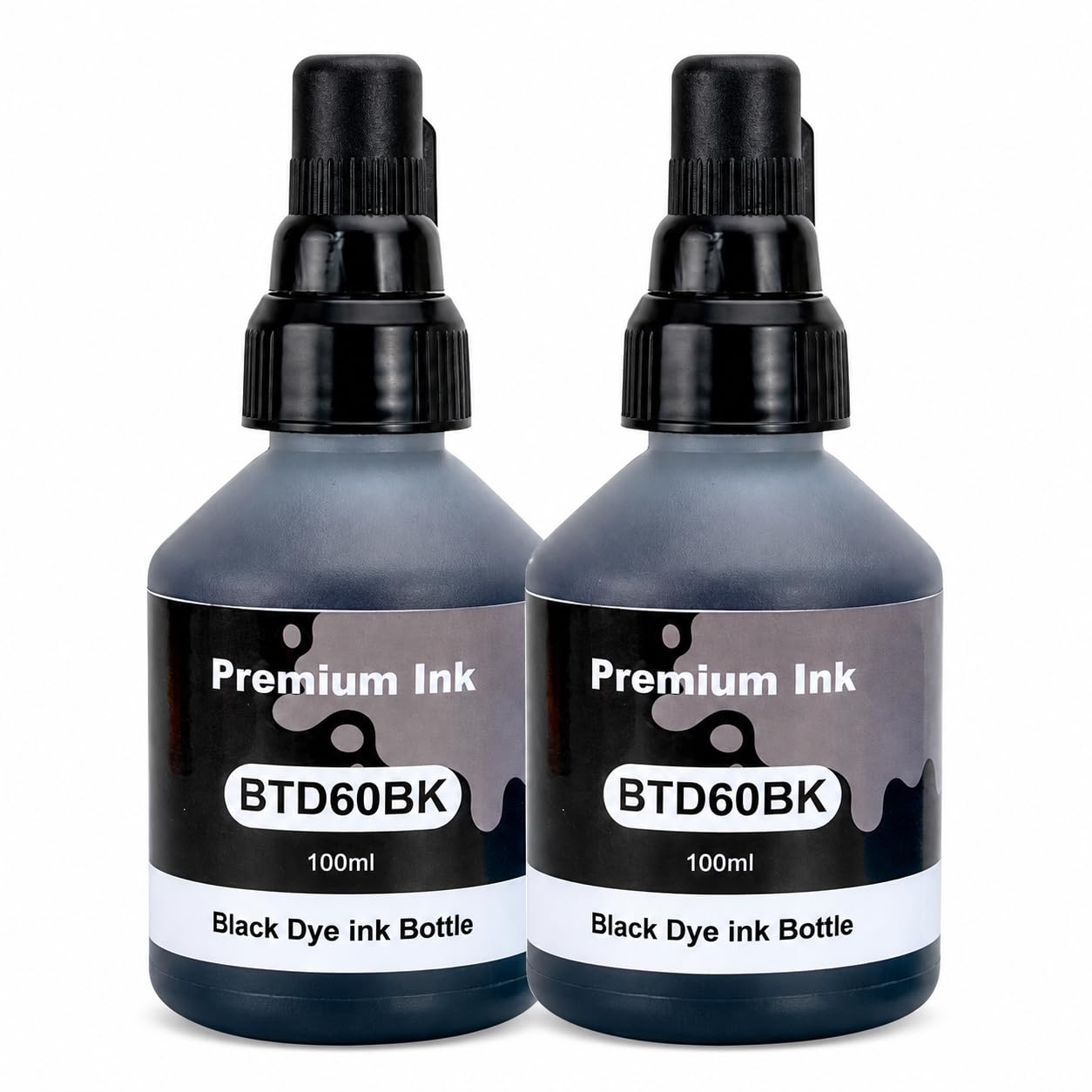 NexNova® BTD60 ink for Brother 2-Pack Black 100ml per Bottle Dye Ink for DCP T300 T310W T428W T500W T510W T700W T710W MFC T800W T810W T910DW HL T4000DW T4500DW