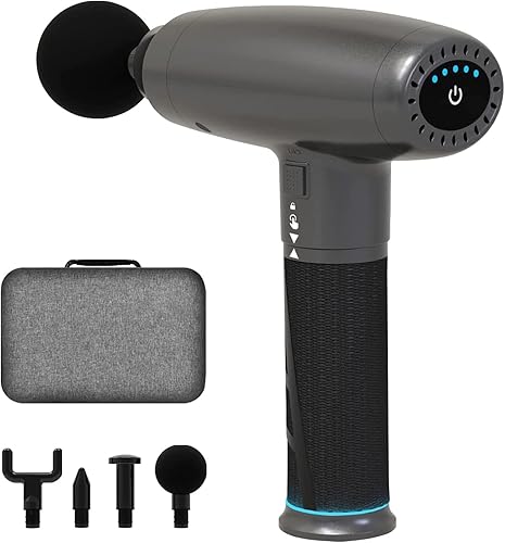 Pistola de masaje, pistola de terapia muscular, pistola masajeadora de tejido profundo de mano con 5 velocidades ajustables, masajeador de espalda