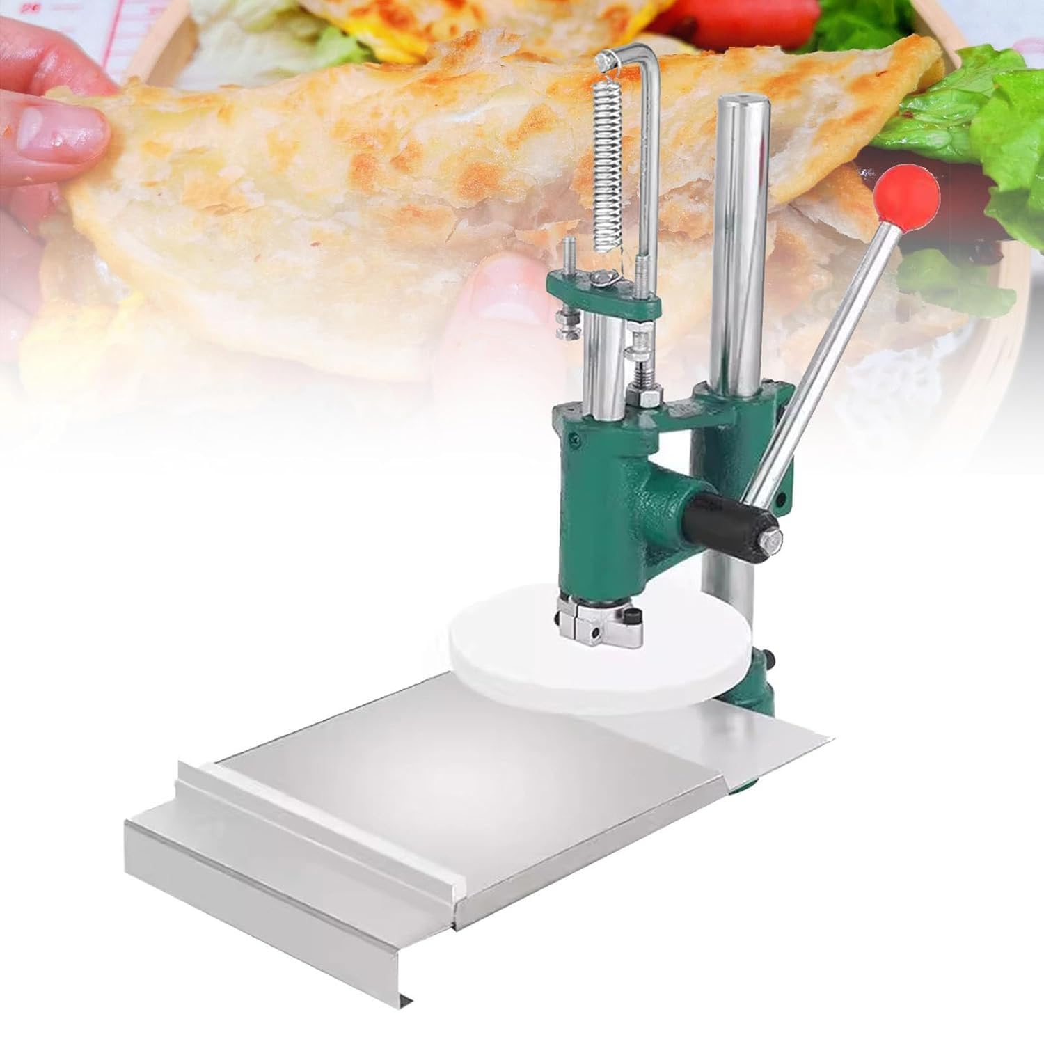 Pressa manuale per impasti per pizza, pressa per pasticceria domestica con braccio operativo esteso e piastra di pressione antiaderente, angolo dell'asta regolabile per fette sottili