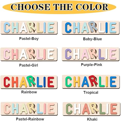 Miniatura 5 de Rompecabezas de nombres para niños, regalos personalizados para bebés, juguetes de madera, rompecabezas para niños pequeños de 1 a 3 formas,