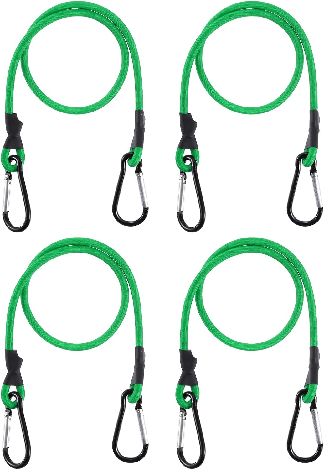 PATIKIL 20 Inch Bungee Cords with Hooks, 4 Pack Heavy Elastic Straps Bungee Rope with Dual Aluminum Alloy Hooks for Camping Luggage Rack Bike Cargo Tent, Army Green