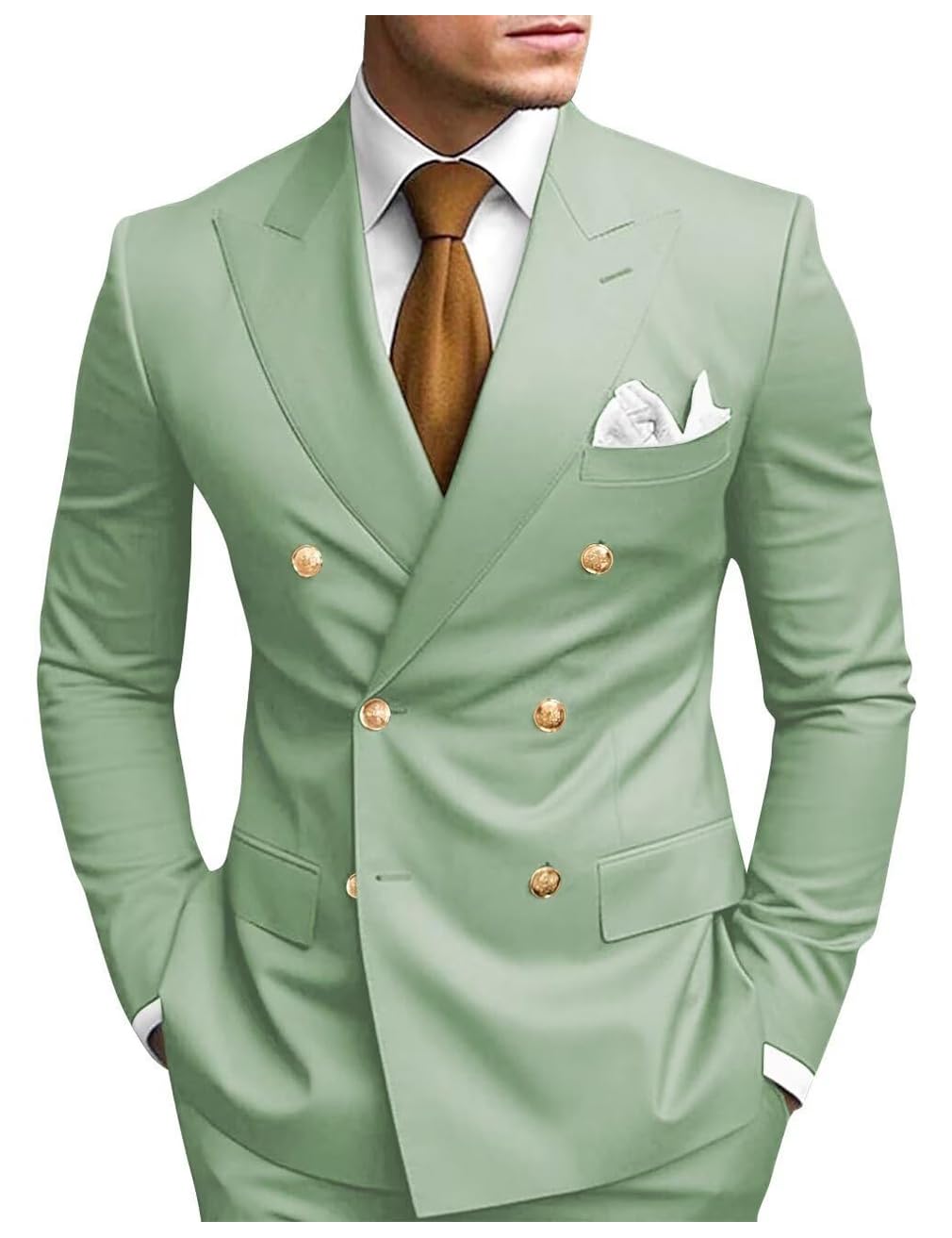 Ensemble blazer 2 pièces à double boutonnage pour homme, coupe ajustée, revers à revers, costume de smoking de mariage