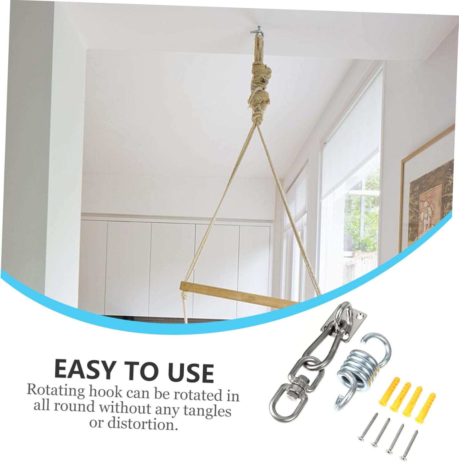 2sets Heavy Duty Swing Hook Kit Spring Carabiner for Hammocks Hanging Chairs and Fitness Equipment Easy Installation for Outdoor Use