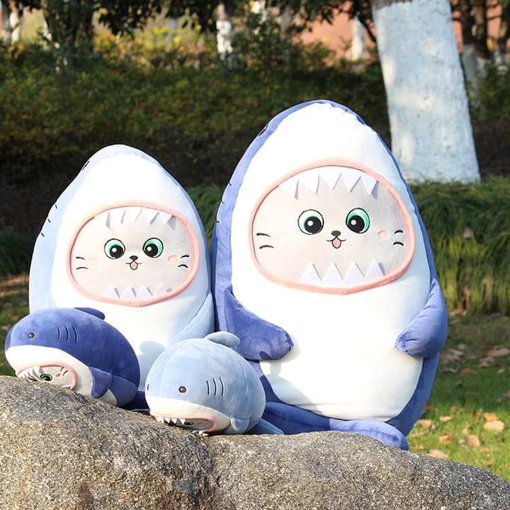 Image of Plush Stuffed Animal Shark Cat Funny Sleeping Toy Cushion Pillow Toy Desk Fluffy Sleep Soft Funny Gift for Boyfriend Girlfriend Birthday 60 CM
