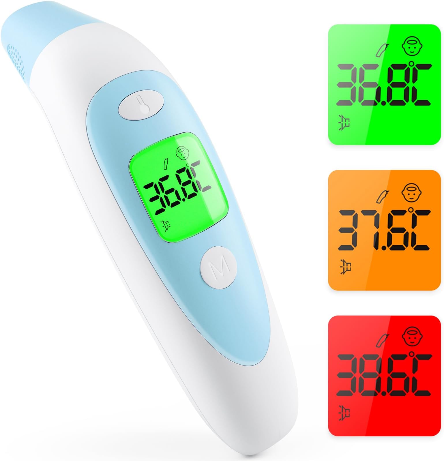Digital Thermometer for Kids and Adults, CE Certified - MHRA Registered - Tested for Accuracy Thermometers, Fever Alarm & Silent Mode, 3 in 1 Forehead - Ear - Object Temperature Reading