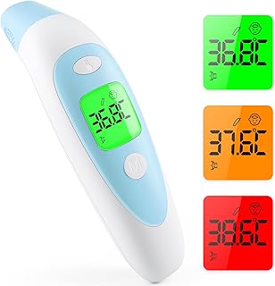 Digital Thermometer for Kids and Adults, CE Certified - MHRA Registered - Tested for Accuracy Thermometers, Fever Alarm & Silent Mode, 3 in 1 Forehead - Ear - Object Temperature Reading