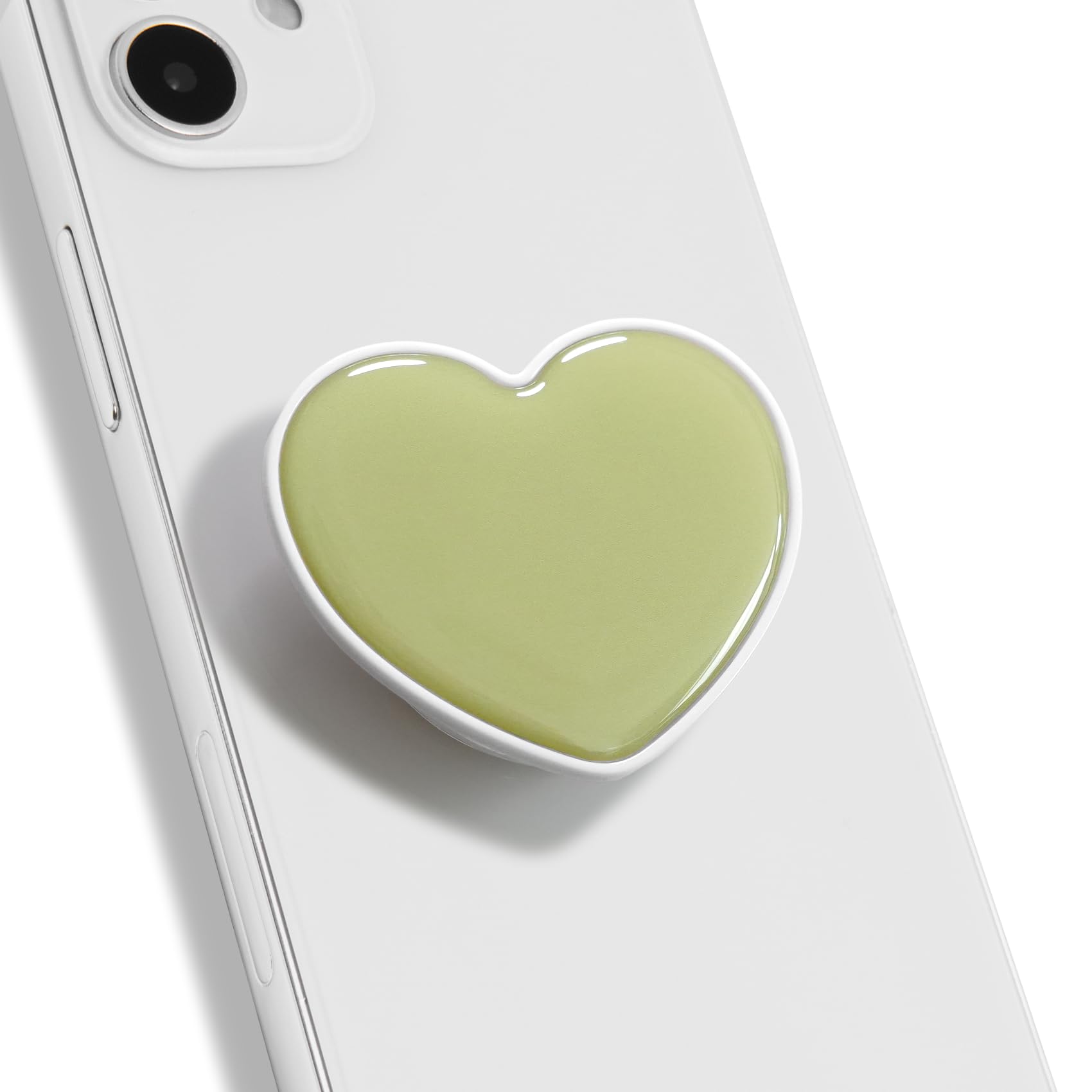OnTheGrip Cute Solid Macaron Color Heart Shape Collapsible Mobile Phone Grip Stand Holder for Smartphone Tablet Cell Phone Accessory (Ocean Green)