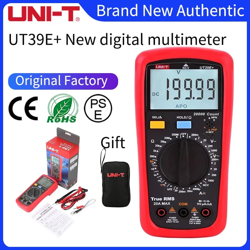 UNI-T Uni-Trend Multimeter clamp Meter UT39A+ UT39C+ UT39E+ UT39C Digital Multimeter Auto Range with LCD Backlight Data Hold Multimetro Tester(UT39E+)