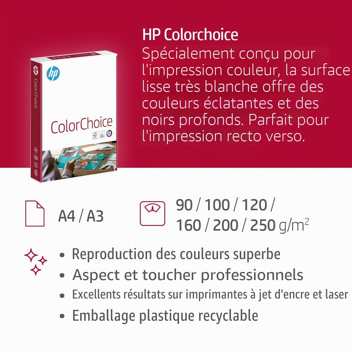Hewlett Packard Papier A4 90gsm blanc