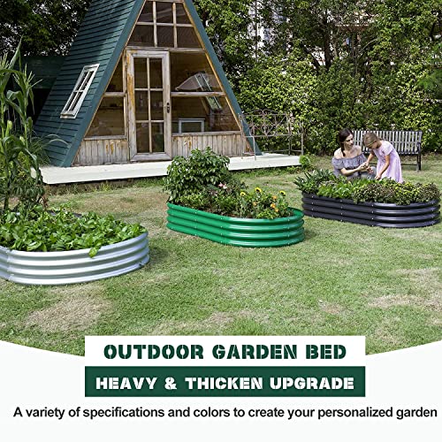 Land Guard 2Pcs Galvanized Raised Garden Bed Kit, 7.5×3×1Ft Galvanized Planter Raised Garden Boxes Outdoor, Oval Large Metal Raised Garden Beds For Vegetables……… #TOP1