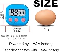 Vista 2 de Timers, BESTWYA Magnetic Timer with Clear LCD Screen 3 Big Buttons On/Off Switch Count Up and Down Function for Kitchen,Study,Work,Exercise