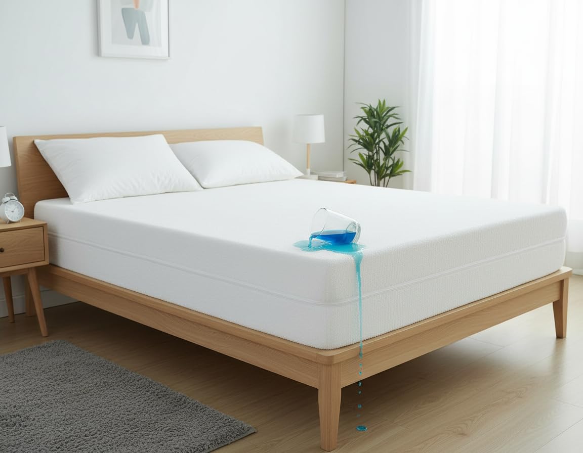 Coprimaterasso impermeabile con cerniera, ipoallergenico, extra profondo, con cerniera a 360°, lavabile in lavatrice e facile da pulire (bianco, 1,2 m)