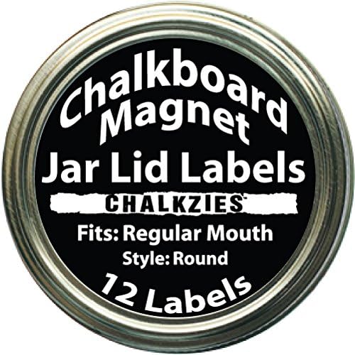 Chalkzies Chalkboard Magnet Jar Lid Labels (Regular Mouth 12-Pack)