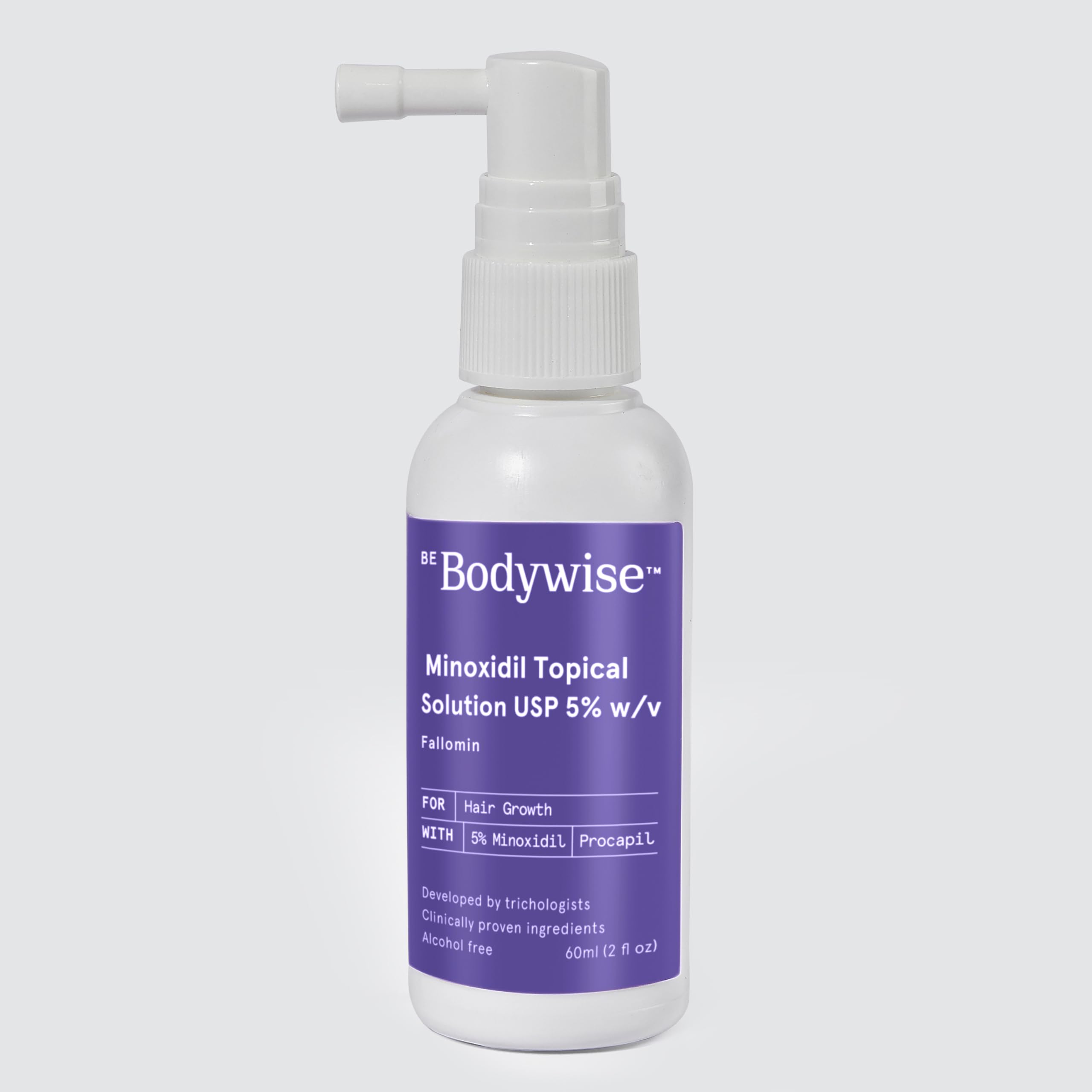 Be Bodywise Minoxidil 5% Solution Serum for Women with Procapil I Controls Hair Loss, Thinning I Revitalise Hair I Alcohol Free, Non-Sticky, Unscented I Extra Strength I 60 ml